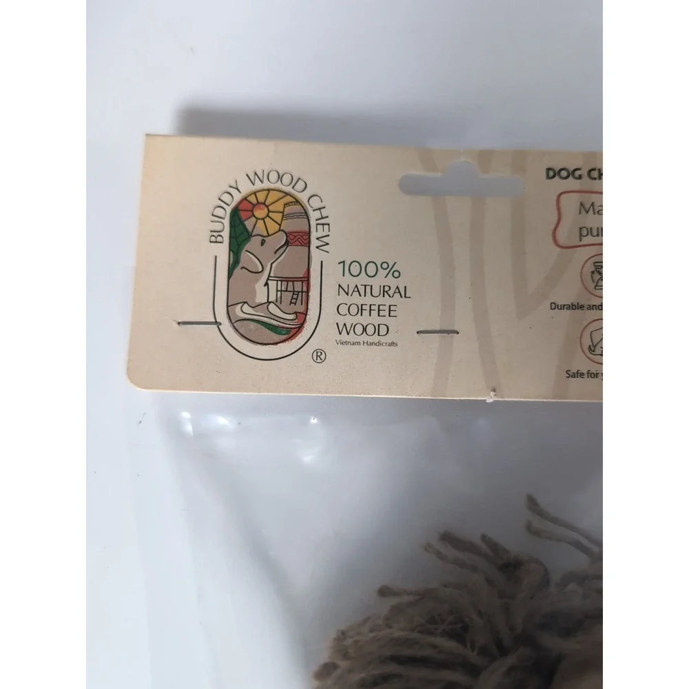 Buddy Natural coffee Wood Dog Chew‎ With Rope